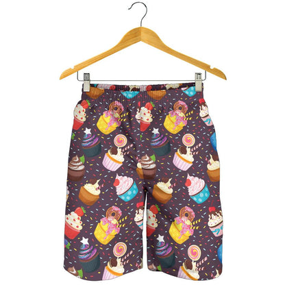 Cupcakes Party Print Pattern Mens Shorts-JTAMIGO.COM