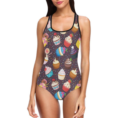 Cupcakes Party Print Pattern One Piece Swimsuit-JTAMIGO.COM