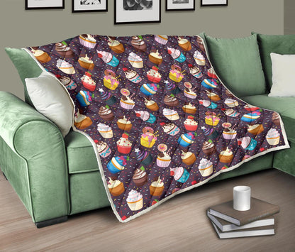 Cupcakes Party Print Pattern Premium Quilt-JTAMIGO.COM