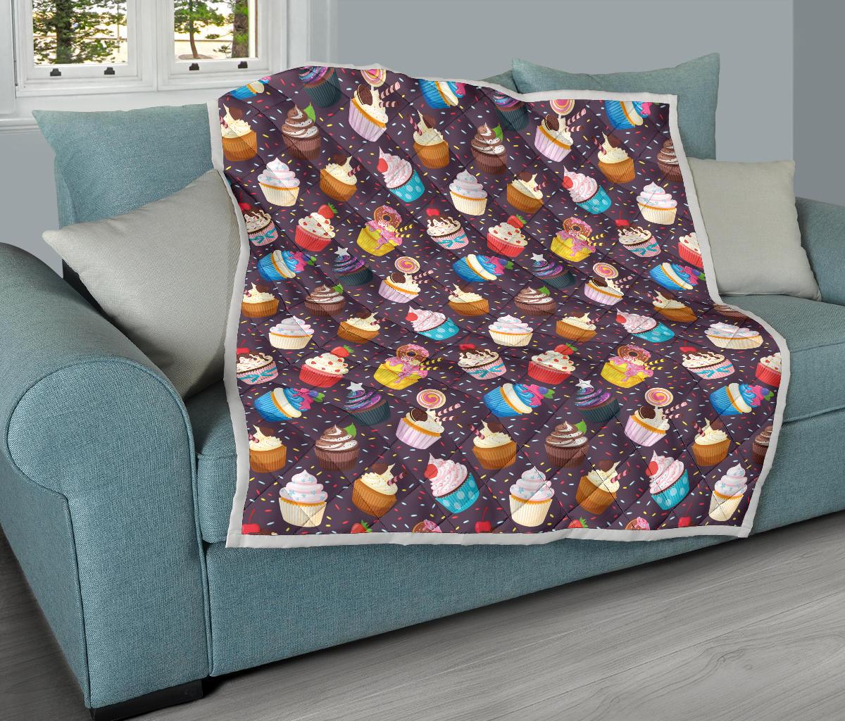 Cupcakes Party Print Pattern Premium Quilt-JTAMIGO.COM