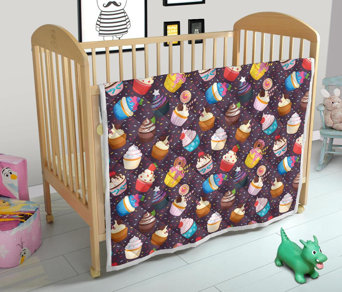 Cupcakes Party Print Pattern Premium Quilt-JTAMIGO.COM