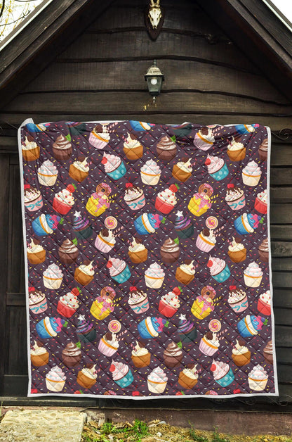 Cupcakes Party Print Pattern Premium Quilt-JTAMIGO.COM