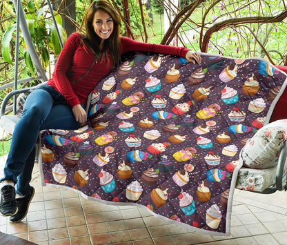 Cupcakes Party Print Pattern Premium Quilt-JTAMIGO.COM