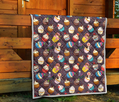 Cupcakes Party Print Pattern Premium Quilt-JTAMIGO.COM