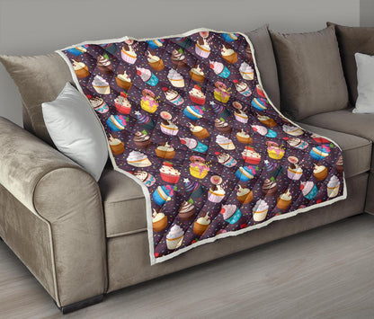 Cupcakes Party Print Pattern Premium Quilt-JTAMIGO.COM