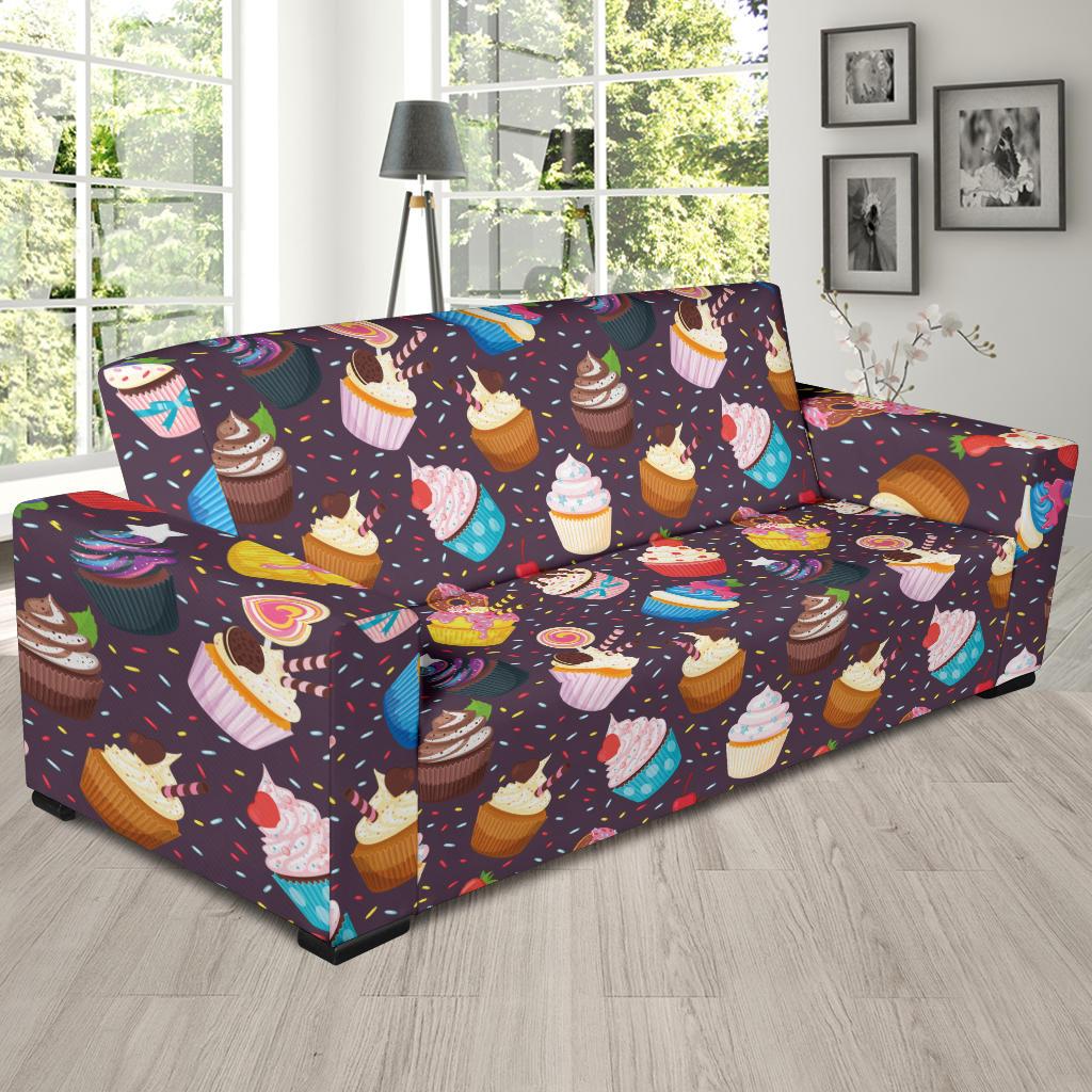 Cupcakes Party Print Pattern Sofa Slipcover-JTAMIGO.COM
