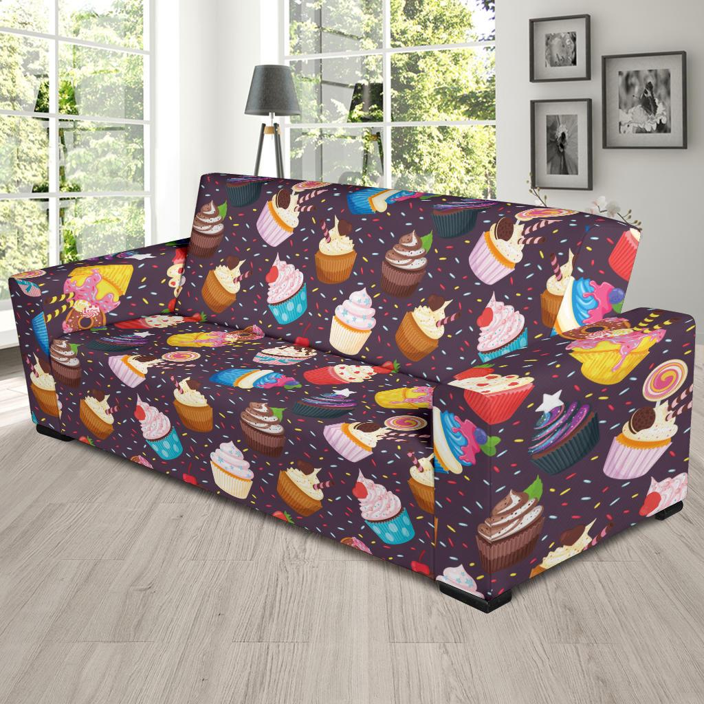 Cupcakes Party Print Pattern Sofa Slipcover-JTAMIGO.COM