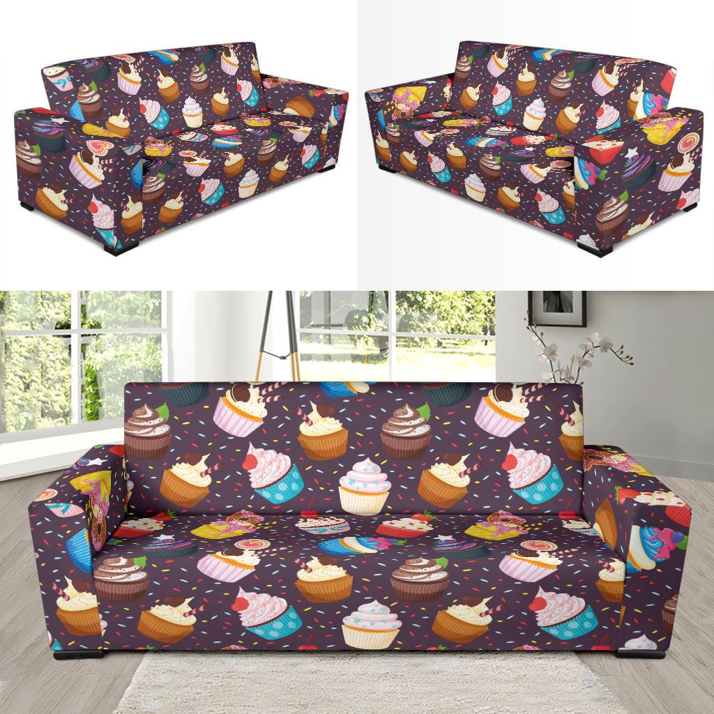 Cupcakes Party Print Pattern Sofa Slipcover-JTAMIGO.COM