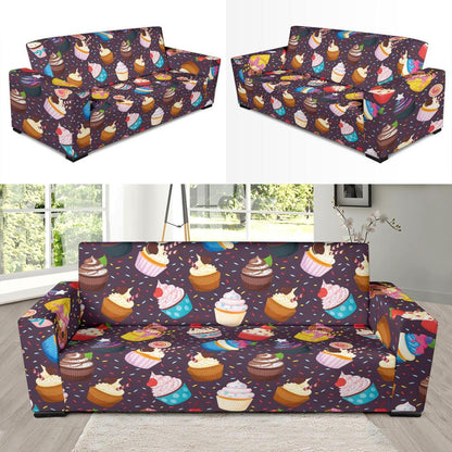 Cupcakes Party Print Pattern Sofa Slipcover-JTAMIGO.COM