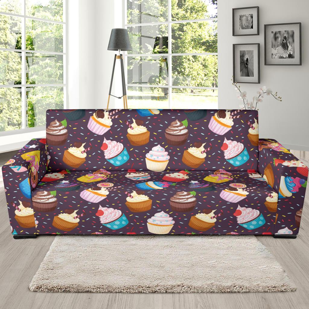 Cupcakes Party Print Pattern Sofa Slipcover-JTAMIGO.COM