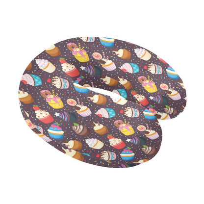 Cupcakes Party Print Pattern U-Shaped Travel Neck Pillow-JTAMIGO.COM