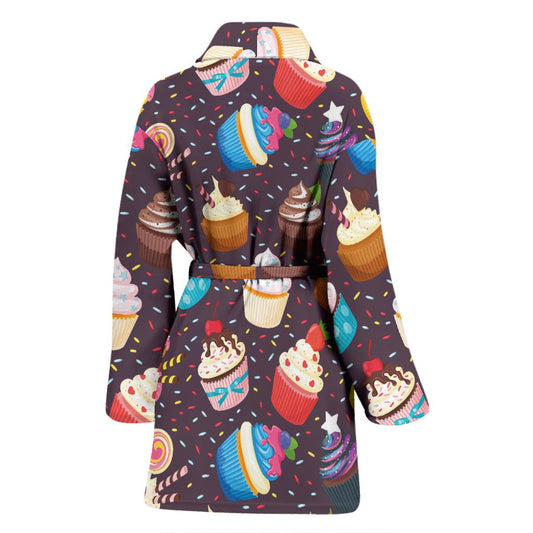 Cupcakes Party Print Pattern Women Bath Robe-JTAMIGO.COM