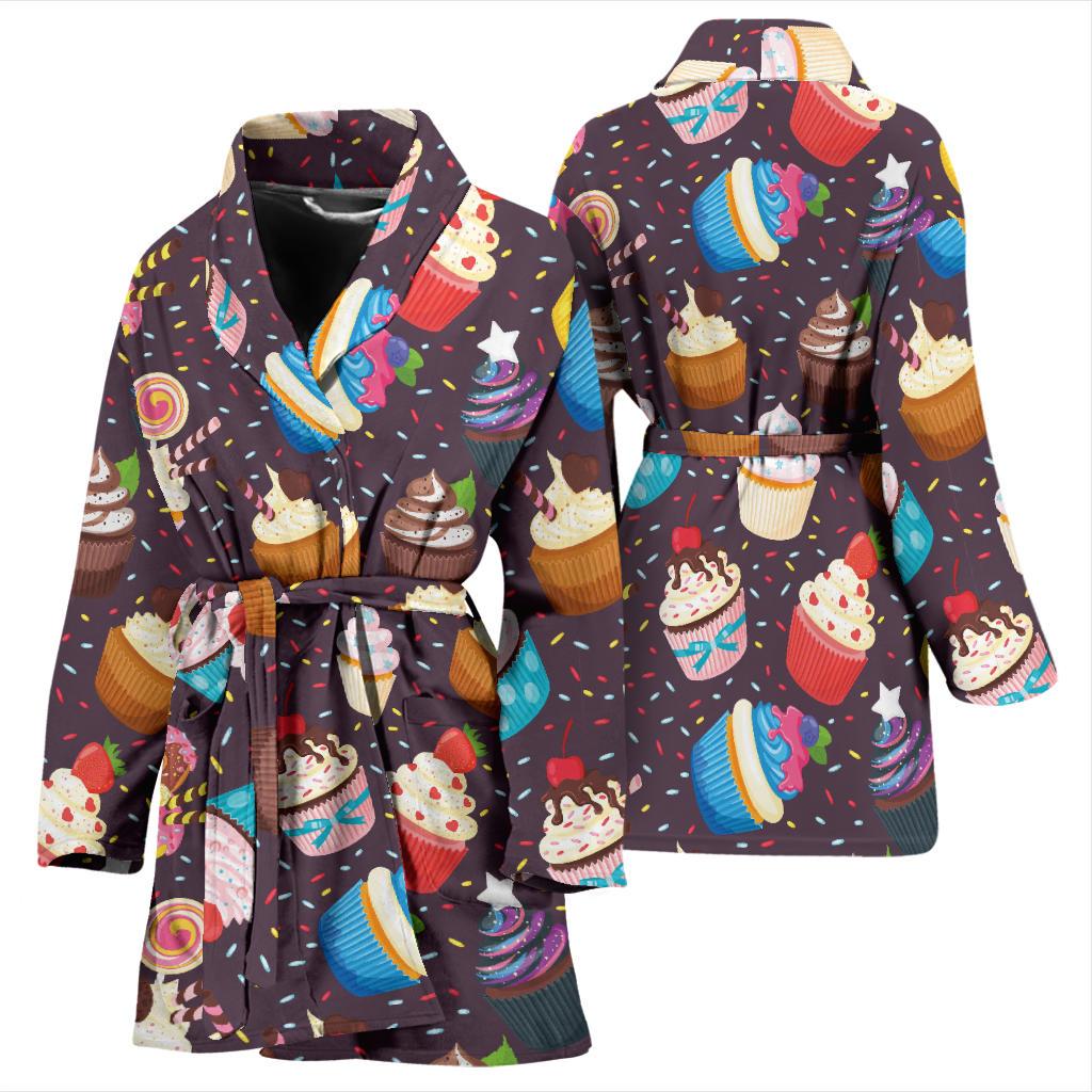 Cupcakes Party Print Pattern Women Bath Robe-JTAMIGO.COM