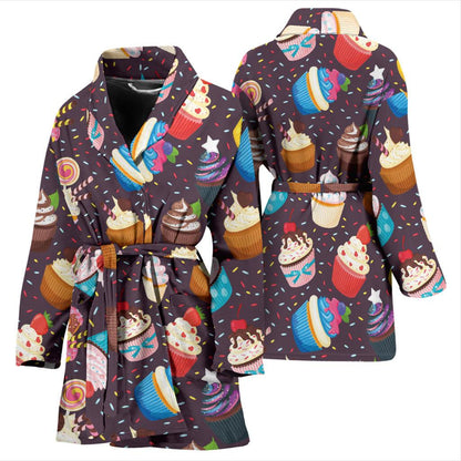 Cupcakes Party Print Pattern Women Bath Robe-JTAMIGO.COM