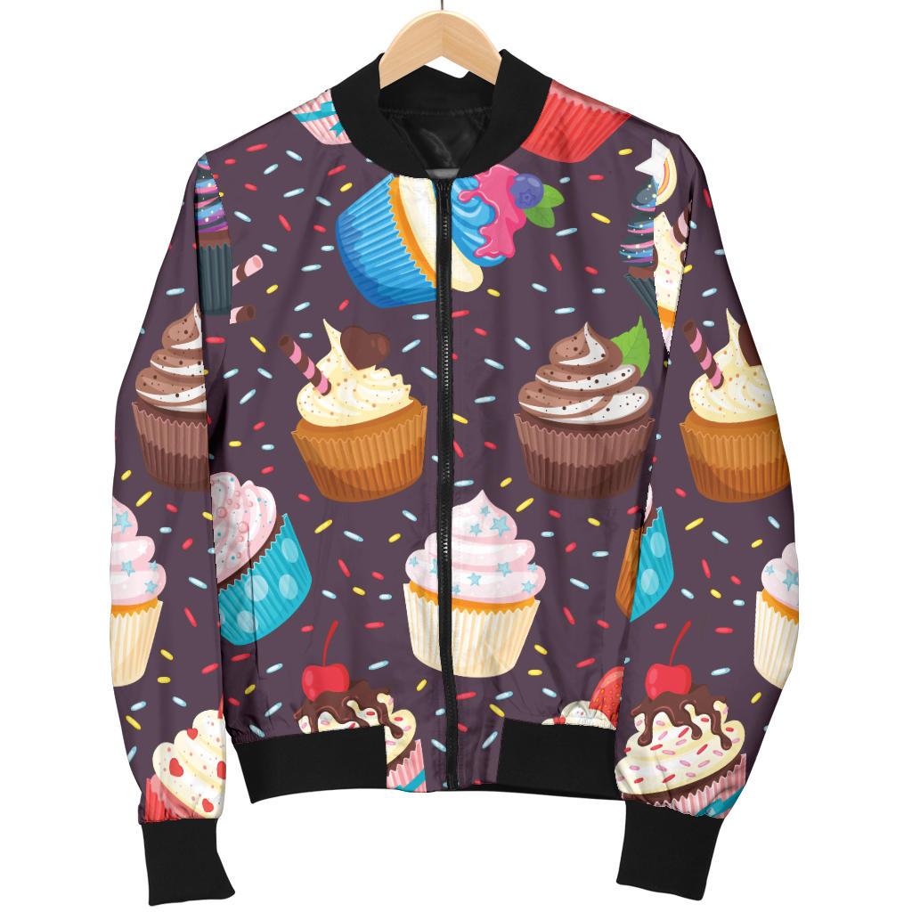 Cupcakes Party Print Pattern Women Casual Bomber Jacket