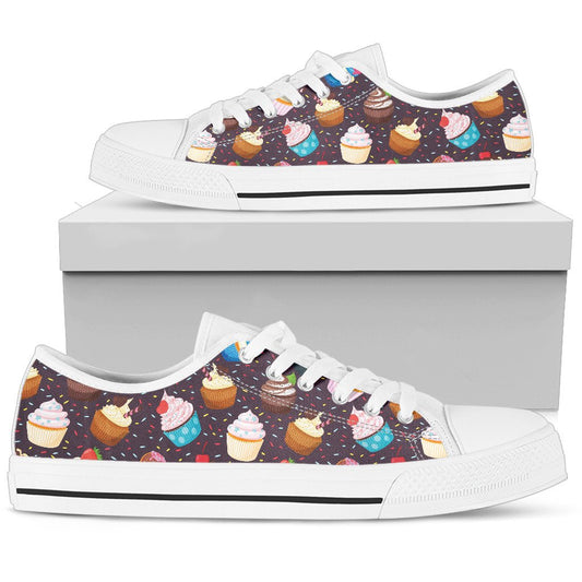 Cupcakes Party Print Pattern Women Low Top Shoes