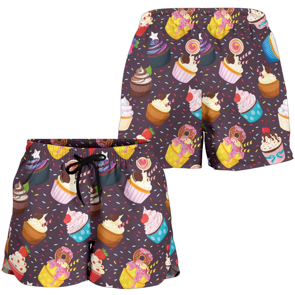 Cupcakes Party Print Pattern Women Shorts-JTAMIGO.COM