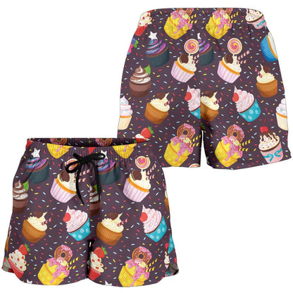 Cupcakes Party Print Pattern Women Shorts-JTAMIGO.COM