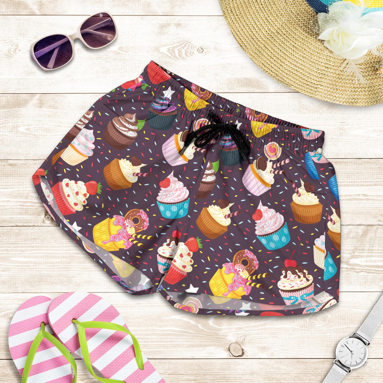 Cupcakes Party Print Pattern Women Shorts-JTAMIGO.COM