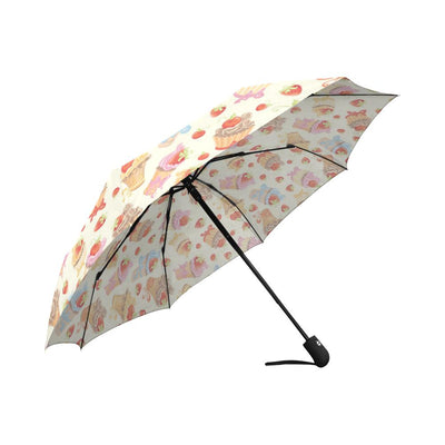 Cupcakes Strawberry Cherry Print Automatic Foldable Umbrella