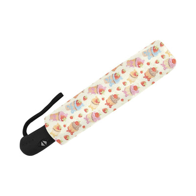 Cupcakes Strawberry Cherry Print Automatic Foldable Umbrella