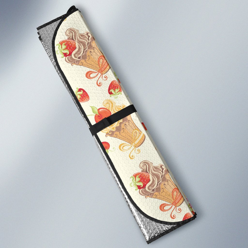 Cupcakes Strawberry Cherry Print Car Sun Shade For Windshield