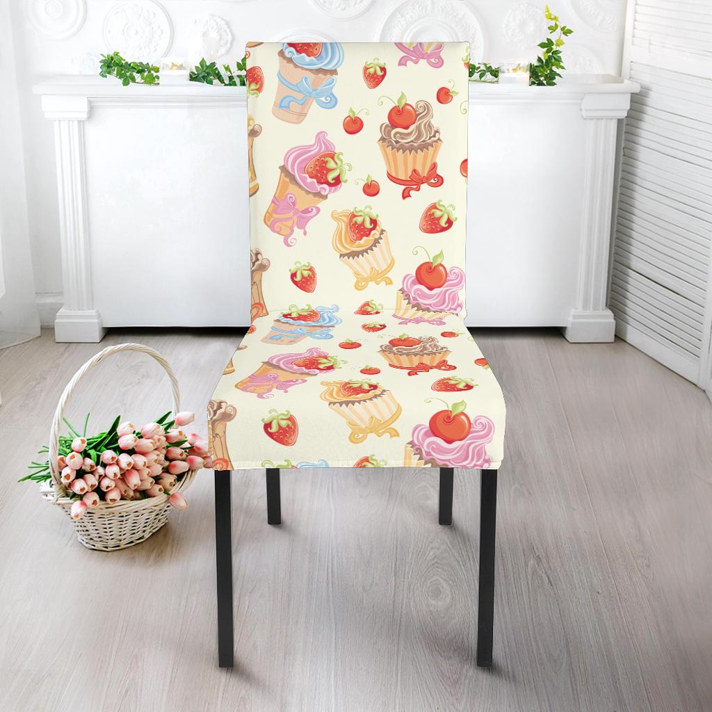 Cupcakes Strawberry Cherry Print Dinning Chair Slipper-JTAMIGO.COM