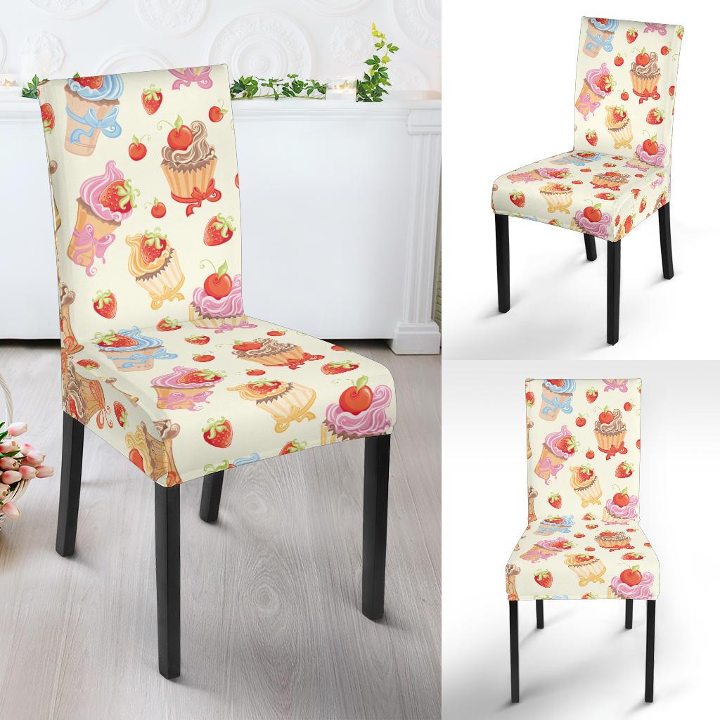 Cupcakes Strawberry Cherry Print Dinning Chair Slipper-JTAMIGO.COM