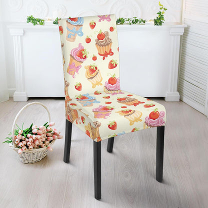 Cupcakes Strawberry Cherry Print Dinning Chair Slipper-JTAMIGO.COM