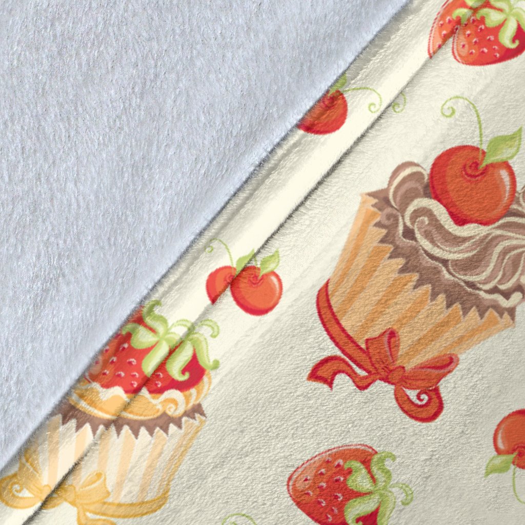 Cupcakes Strawberry Cherry Print Fleece Blanket