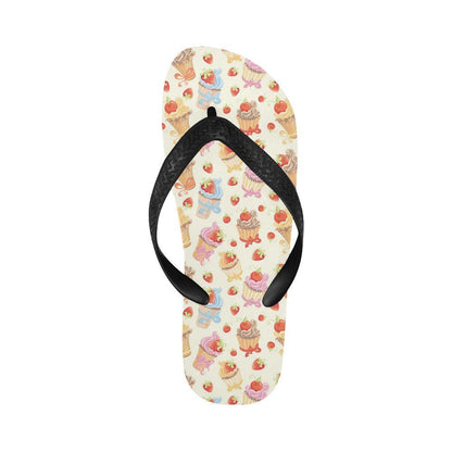 Cupcakes Strawberry Cherry Print Flip Flops-JTAMIGO.COM