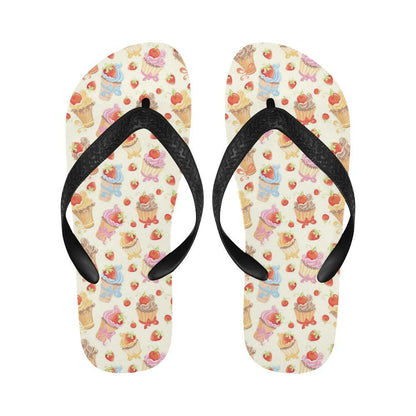 Cupcakes Strawberry Cherry Print Flip Flops-JTAMIGO.COM