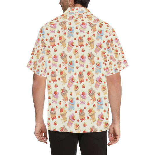 Cupcakes Strawberry Cherry Print Men Aloha Hawaiian Shirt