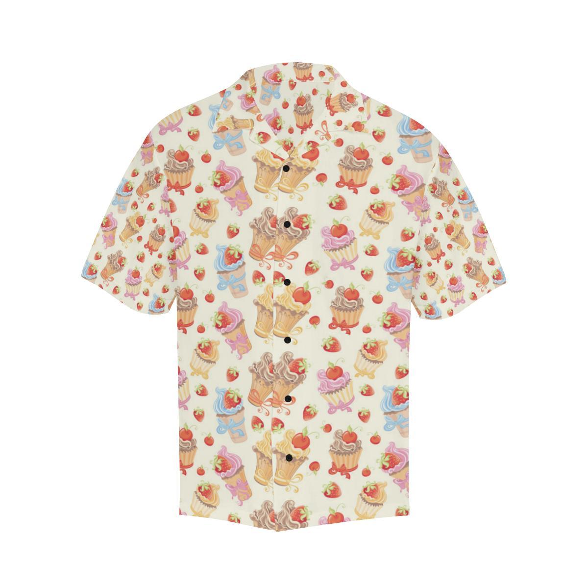 Cupcakes Strawberry Cherry Print Men Aloha Hawaiian Shirt