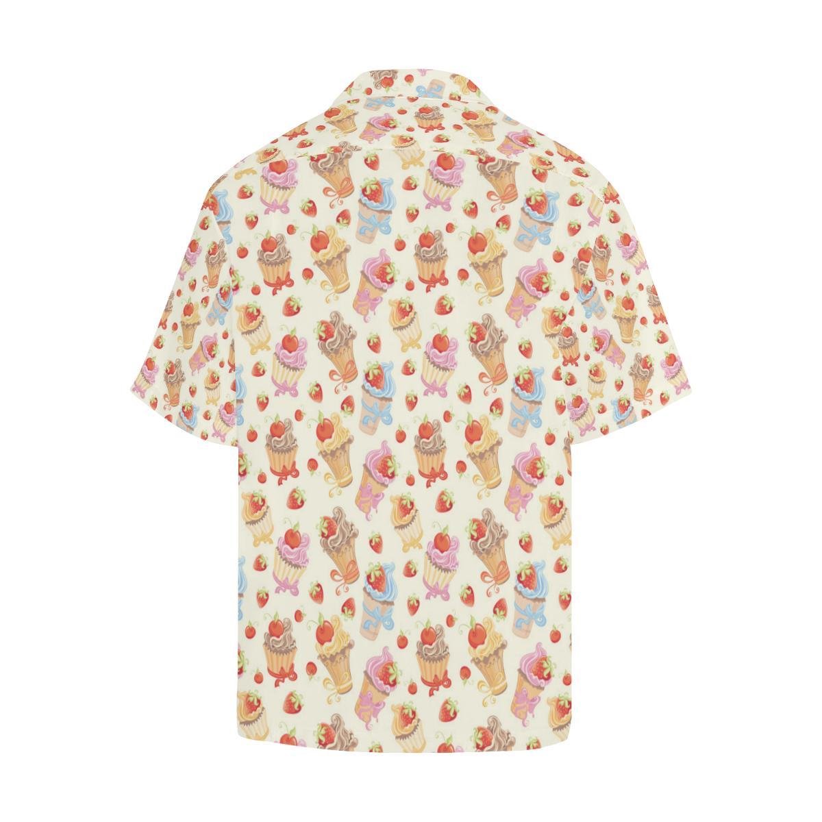Cupcakes Strawberry Cherry Print Men Aloha Hawaiian Shirt