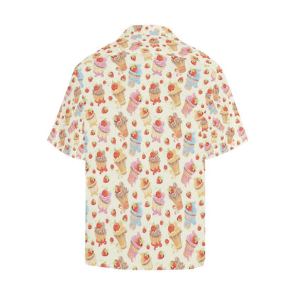 Cupcakes Strawberry Cherry Print Men Aloha Hawaiian Shirt