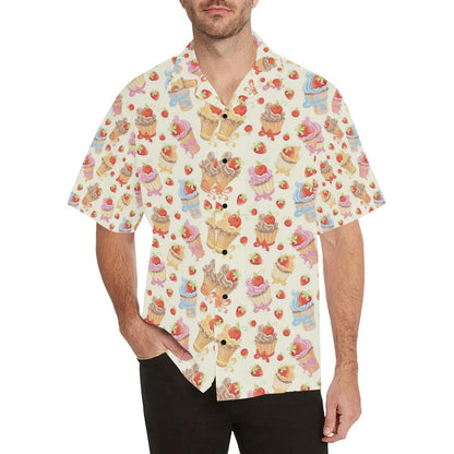 Cupcakes Strawberry Cherry Print Men Aloha Hawaiian Shirt