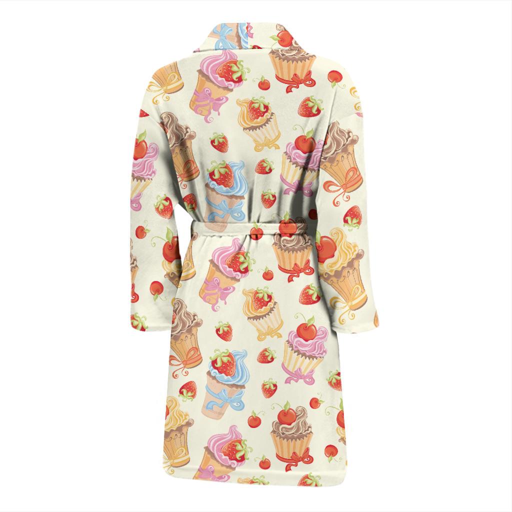 Cupcakes Strawberry Cherry Print Men Bath Robe-JTAMIGO.COM