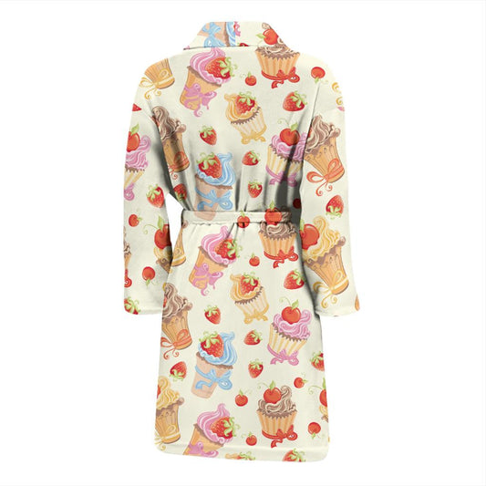 Cupcakes Strawberry Cherry Print Men Bath Robe-JTAMIGO.COM