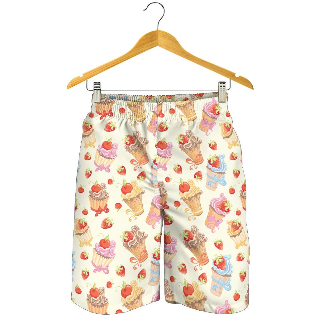 Cupcakes Strawberry Cherry Print Mens Shorts-JTAMIGO.COM