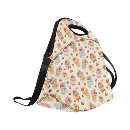 Cupcakes Strawberry Cherry Print Neoprene Lunch Bag (Model 1669)(Large)-JTAMIGO.COM