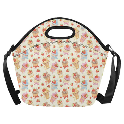 Cupcakes Strawberry Cherry Print Neoprene Lunch Bag (Model 1669)(Large)-JTAMIGO.COM