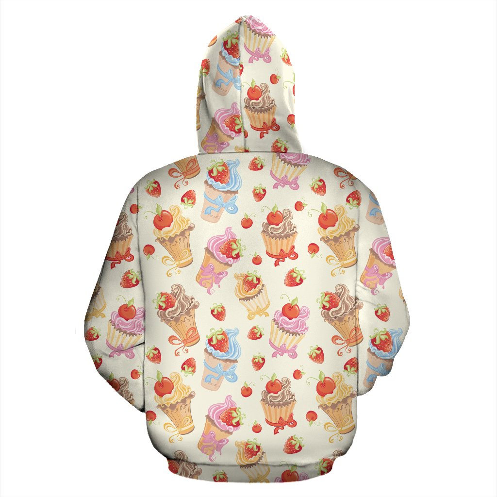Cupcakes Strawberry Cherry Print Pullover Hoodie