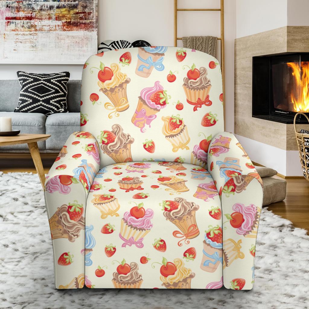 Cupcakes Strawberry Cherry Print Single Sofa Slipcover -JTAMIGO.COM
