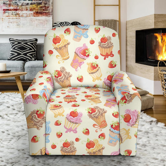 Cupcakes Strawberry Cherry Print Single Sofa Slipcover -JTAMIGO.COM
