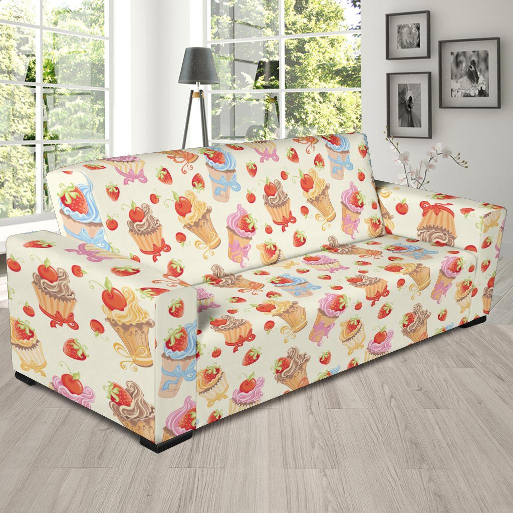 Cupcakes Strawberry Cherry Print Sofa Slipcover-JTAMIGO.COM