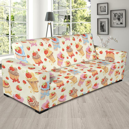 Cupcakes Strawberry Cherry Print Sofa Slipcover-JTAMIGO.COM