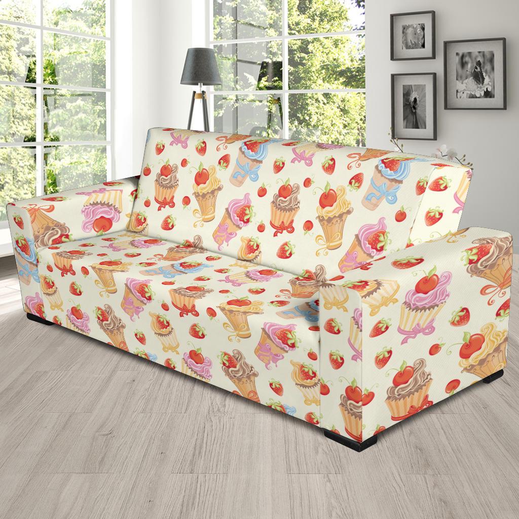 Cupcakes Strawberry Cherry Print Sofa Slipcover-JTAMIGO.COM