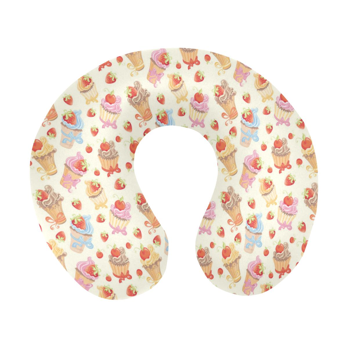 Cupcakes Strawberry Cherry Print U-Shaped Travel Neck Pillow-JTAMIGO.COM
