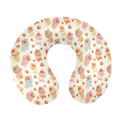 Cupcakes Strawberry Cherry Print U-Shaped Travel Neck Pillow-JTAMIGO.COM